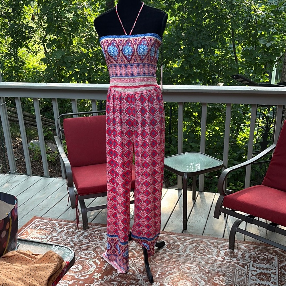 Hale Bob Pink and Blue Boho Chic Jumpsuit